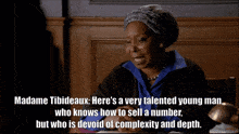 madame tibideaux is talking about how to sell a number