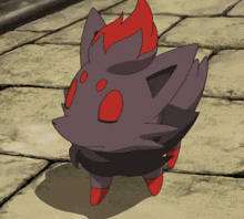 a black and red pokemon with red eyes and red legs