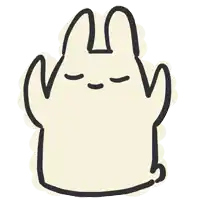 a drawing of a rabbit with its eyes closed and a face