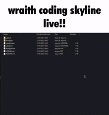 a screen shot of a program called wraith coding skyline