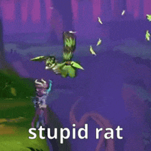 a cartoon character with the words stupid rat written on it