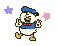 a cartoon of donald duck giving a peace sign .