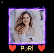 a picture of a woman in a frame with the name peri on it