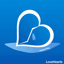 a blue background with a white heart and the word love hearts