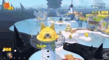 a screenshot of a video game called super mario 3d world with a shark in the background .
