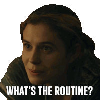 a woman says what 's the routine in a sticker