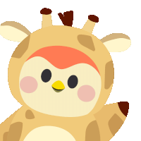 a giraffe with a sticker that says bye on it