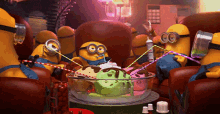 Eating Dessert Minions GIF - Eating Dessert Minions Despicable Me2 GIFs