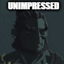 a cartoon drawing of a man with the words unimpressed above it