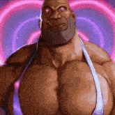 a cartoon of a man with a beard wearing a white tank top