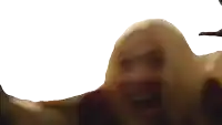 a blurred image of a woman 's face with a white background