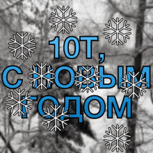 a russian greeting card with snowflakes and the words 10t