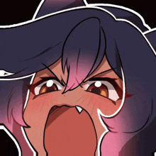 a cartoon drawing of a girl with a very angry face
