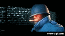 a soldier smoking a cigarette while holding a gun