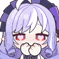 a cartoon drawing of a girl with purple hair and a heart in her eyes