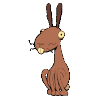 a cartoon of a brown rabbit with a very long neck