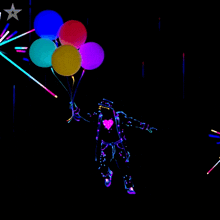 a person holding a bunch of colorful balloons in their hand