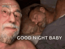 a man with a beard and glasses is sleeping next to another man with a beard and glasses .