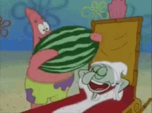 Patrick Star Squidward GIF - Patrick Star Squidward Watermelon GIFs