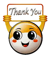a smiley face is holding a thank you sign above its head