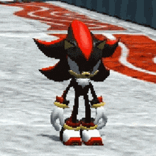 shadow the hedgehog from the video game sonic the hedgehog is standing on a snowy field
