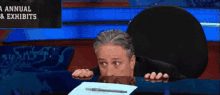 Peek GIF - Jon Stewart Hiding Behind Desk Hide GIFs