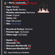 a screenshot of a game with the name cacheada on the top left