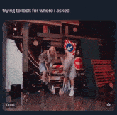 a screenshot of a video of two women with the caption trying to look for where i asked