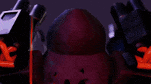 a pixelated image of a robot with two guns on its back