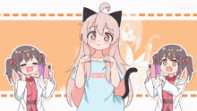 a girl with cat ears and a nya speech bubble