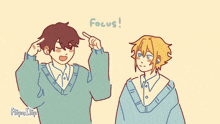 a cartoon of a boy talking to another boy with the words yea on the bottom