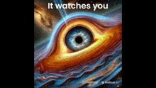 a painting of a black hole with the words it watches you