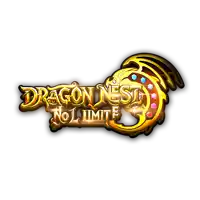 a logo for dragon nest no limits with a dragon in the middle