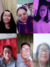 a group of people wearing glasses and headphones are having a video call