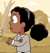 a cartoon girl with a ponytail and a headband on her head