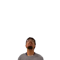 a man is looking up at the number 14 surrounded by stars