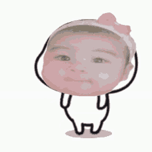 a drawing of a baby with a pink headband
