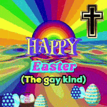 a colorful easter greeting card that says happy easter