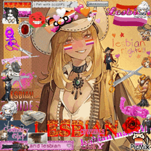 a picture of a girl with scissors and the words lesbian rights on the bottom