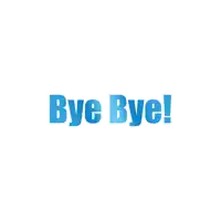 a white background with the words bye bye in blue