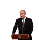 a man stands at a podium with his arms outstretched and the words i 'm getting fat above him ..
