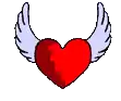 a red heart with wings on a white background .