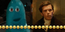 a picture of a ghost and a picture of a man with smiley faces on the bottom