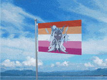 a flag with a picture of a warrior on it