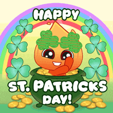 a happy st. patrick 's day greeting with a pot of gold