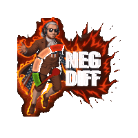 a cartoon of a man with a scarf around his waist and the words neg diff