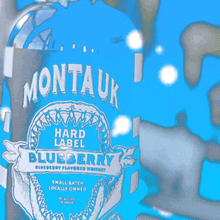a blue bottle of montauk hard label blueberry