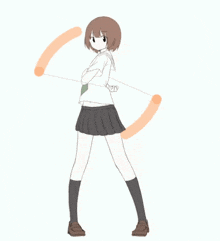 a girl in a school uniform is holding a stick