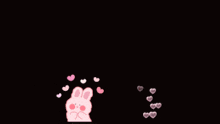 a black background with a pink bunny and the name nguyen