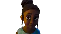 a cartoon girl with braids in her hair and a blue dress